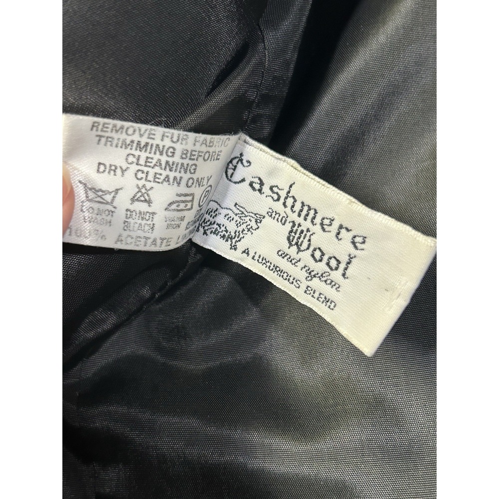 VTG Cache d'Or (Mansfield) Cashmere/Wool Coat Removable Faux Collar Glam L 12 - Picture 14 of 16